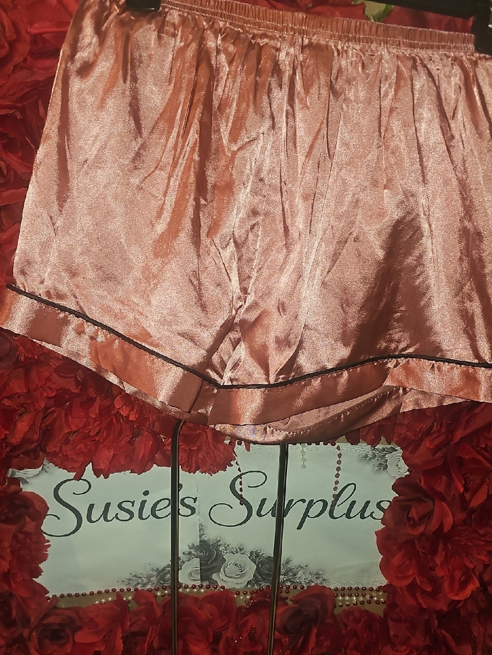 Women's Silky Rose Pink Satin Sleep Shorts Size Medium